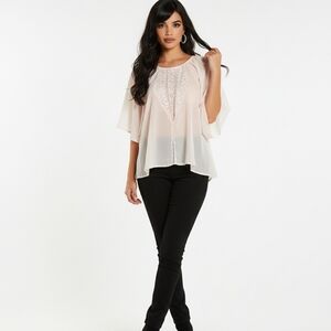 Love on a Hanger Cream Lace Boho Top Large